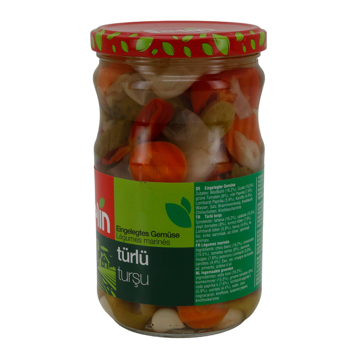 Gemüsevielfalt Selin Türlü Turşu | Eingelegte Gemüse | Bunte Vielfalt für herzhaften Genuss | 610 g Glas SELIN