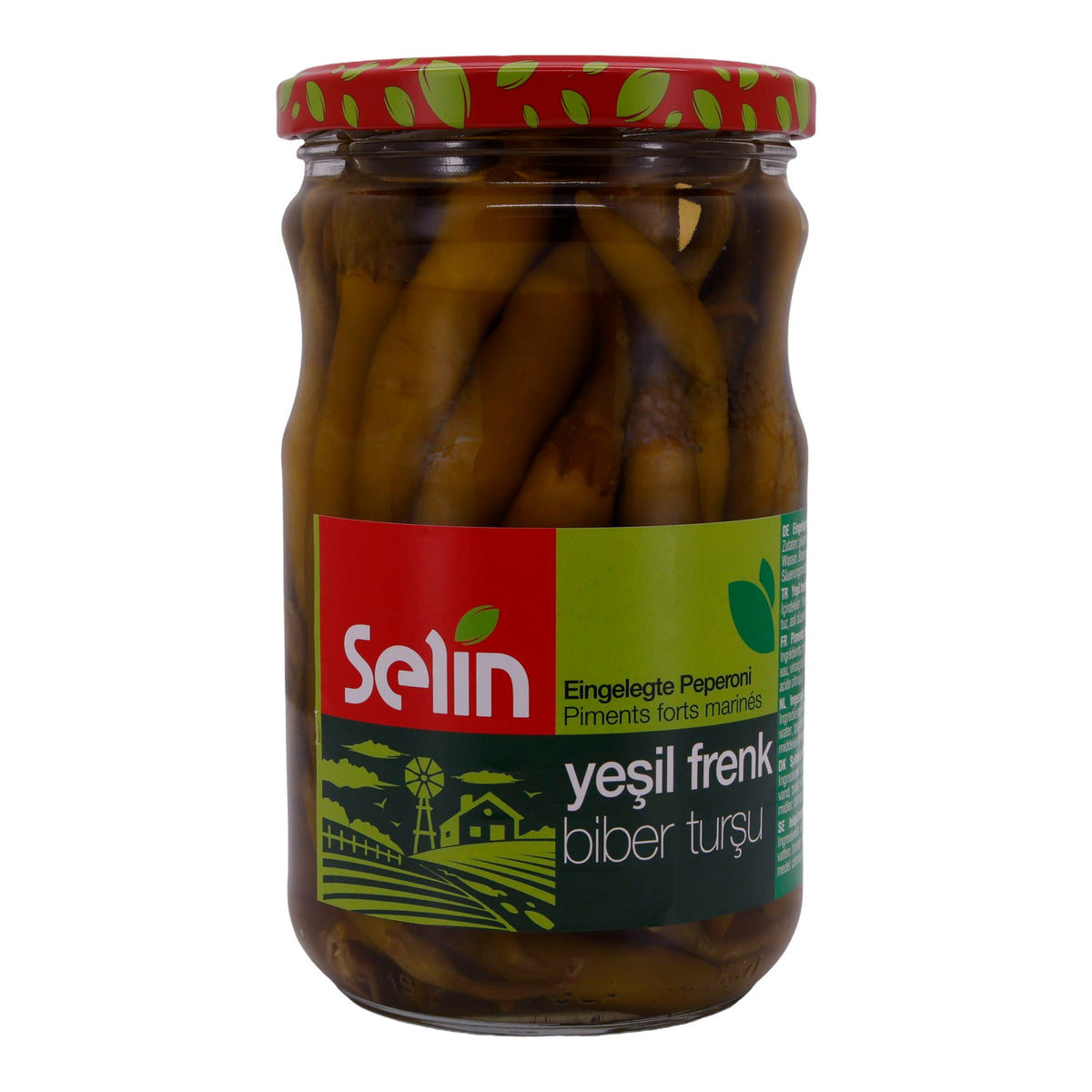 Peperoni Selin | Eingelegte grüne Jalapeños | In Essig | 580g Glas SELIN