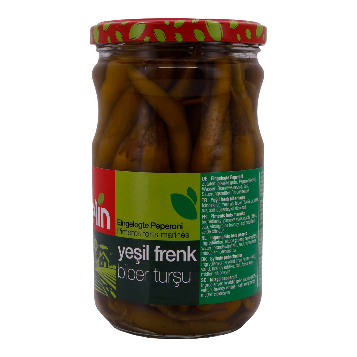 Peperoni Selin | Eingelegte grüne Jalapeños | In Essig | 580g Glas