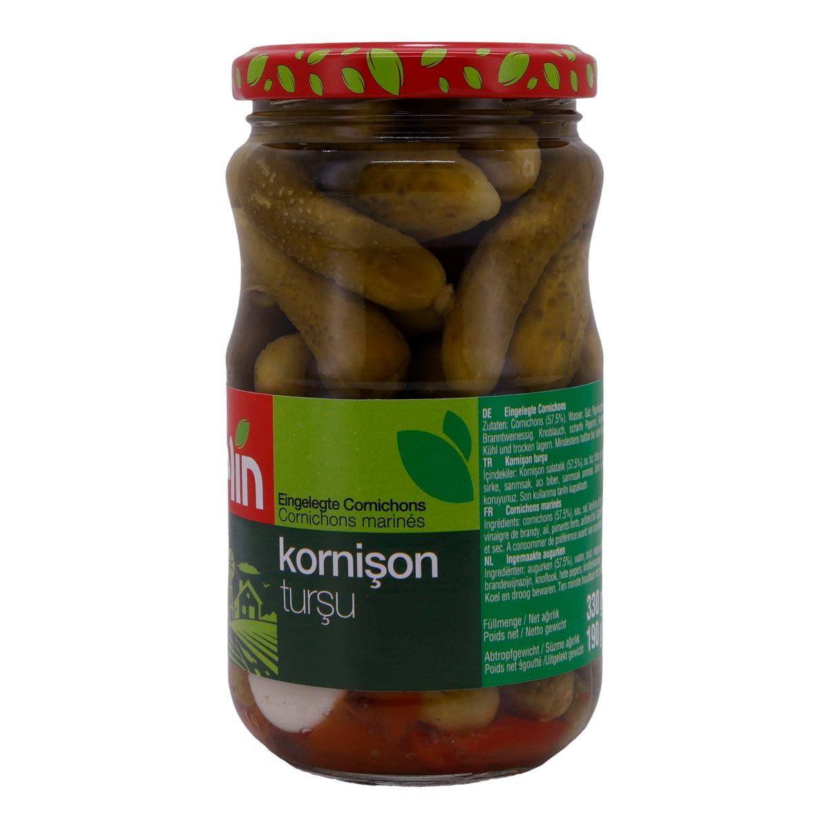 Cornichons Selin | Kornischon Türsü | In Essig mit Paprika und Knoblauch | 330g