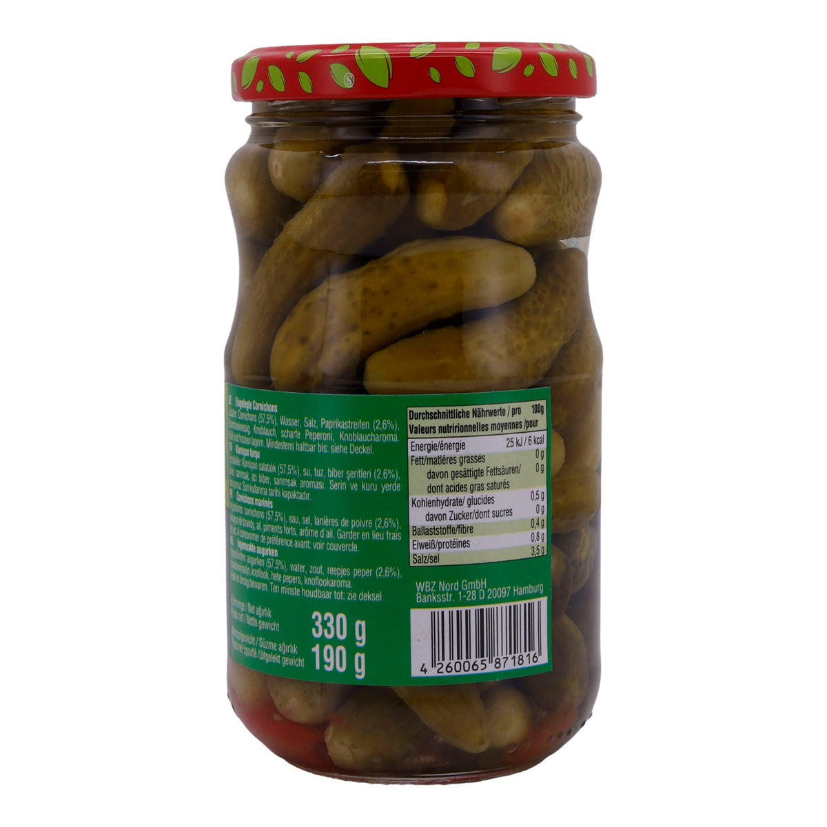 Cornichons Selin | Kornischon Türsü | In Essig mit Paprika und Knoblauch | 330g