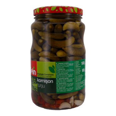 Cornichons Selin | Groenten | Gemarineerde augurken met paprika & knoflook | 1600g