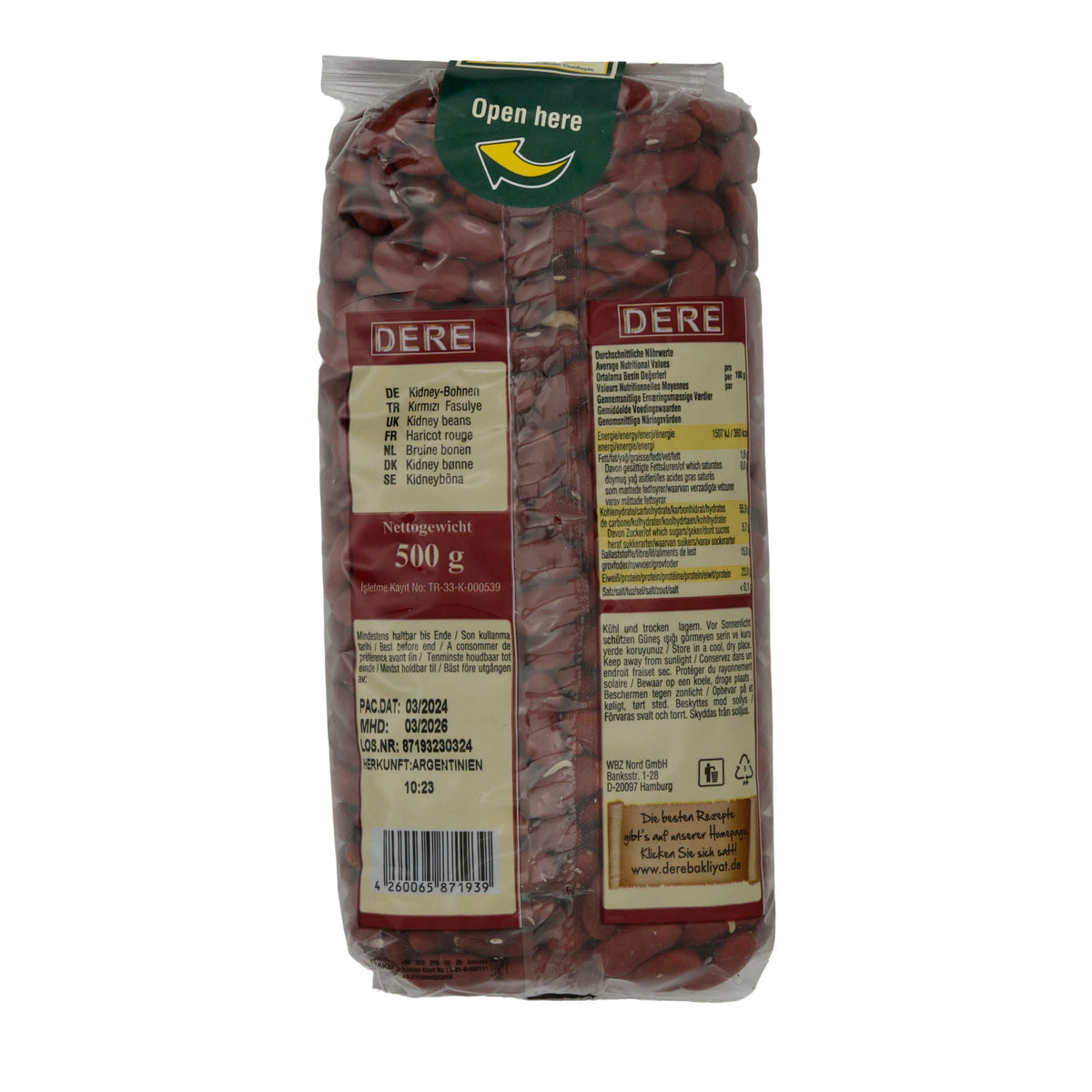 Bohnen Dere | Rote Kidneybohnen | Hochwertig | 500g DERE