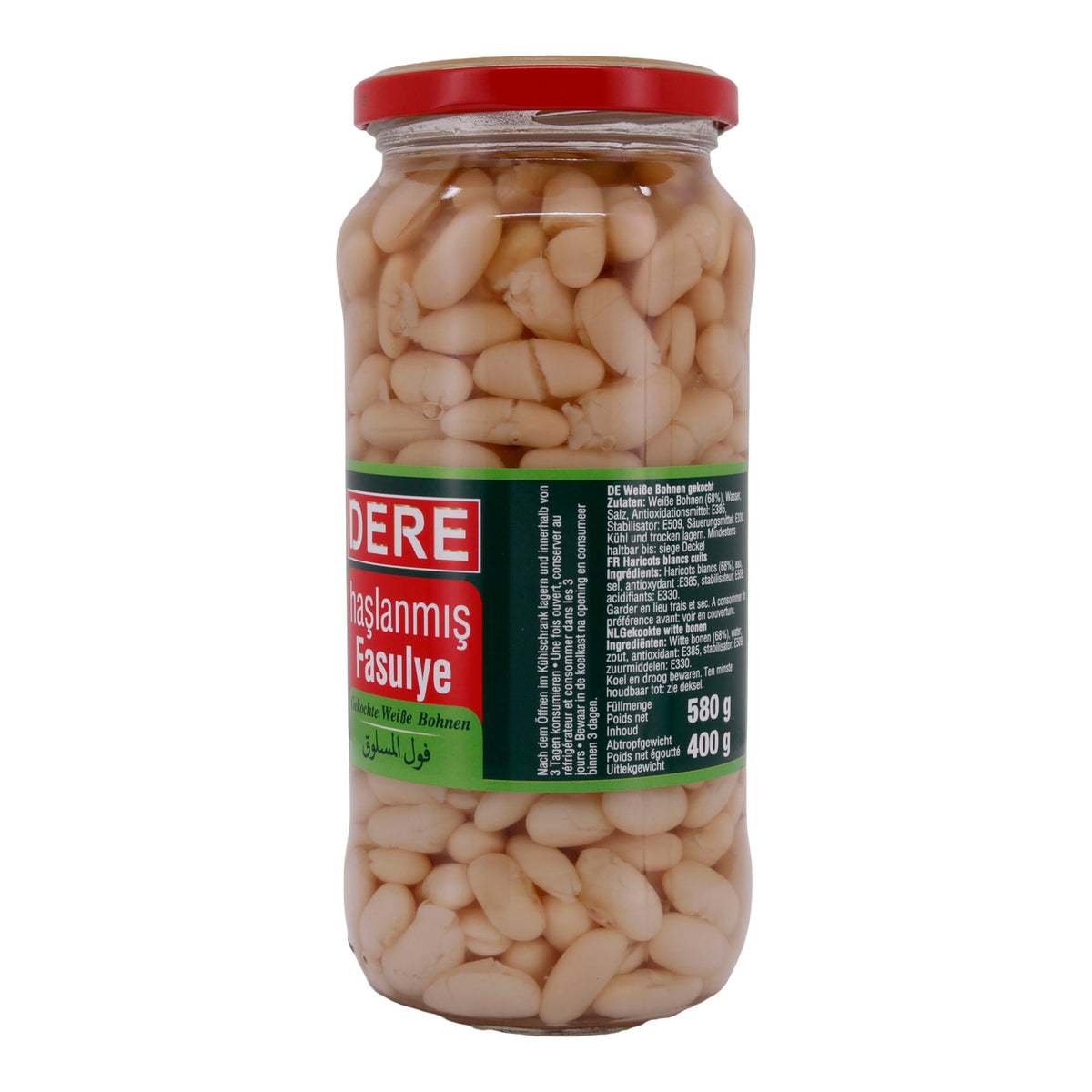 Bohnen Dere | Gekochte Weiße Bohnen in Salzlake | Abtropfgewicht 400 g | 580 g