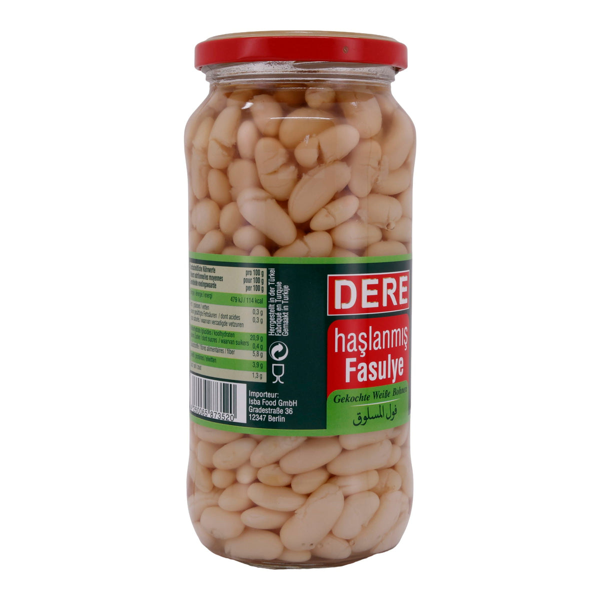 Bohnen Dere | Gekochte Weiße Bohnen in Salzlake | Abtropfgewicht 400 g | 580 g DERE