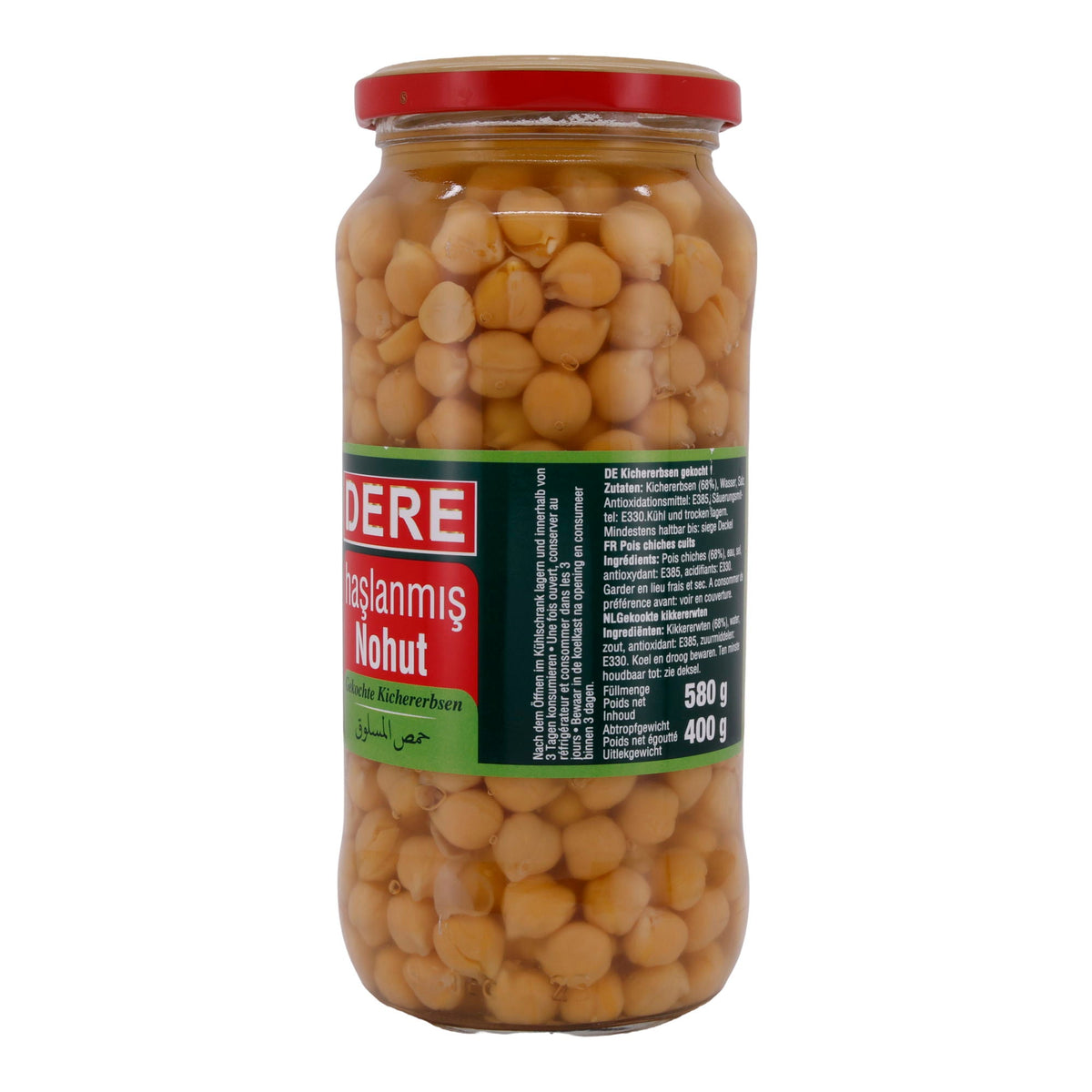 Gekochte Kichererbsen Dere | In Salzlake | 580 g (Abtropfgewicht 400 g)