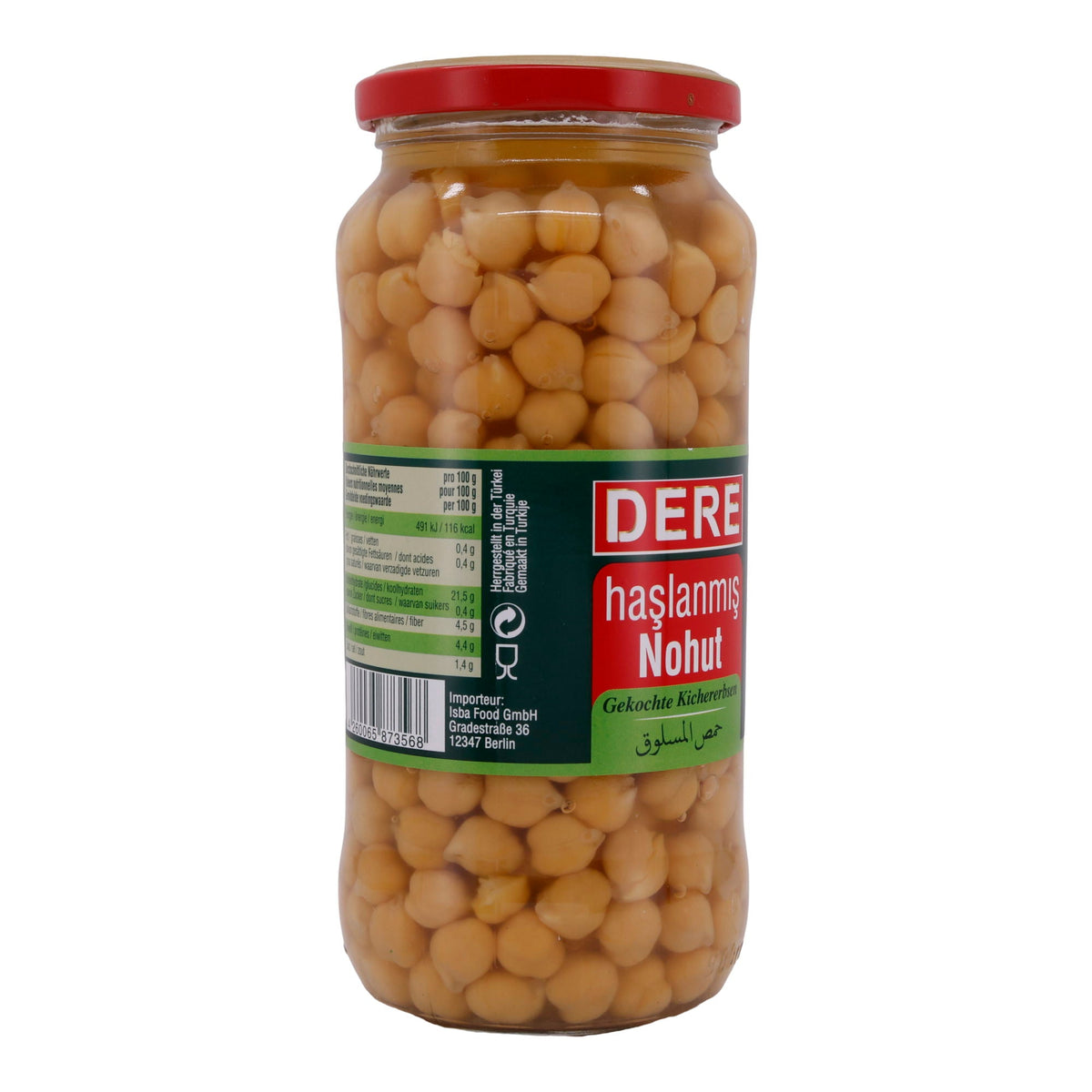 Gekochte Kichererbsen Dere | In Salzlake | 580 g (Abtropfgewicht 400 g)