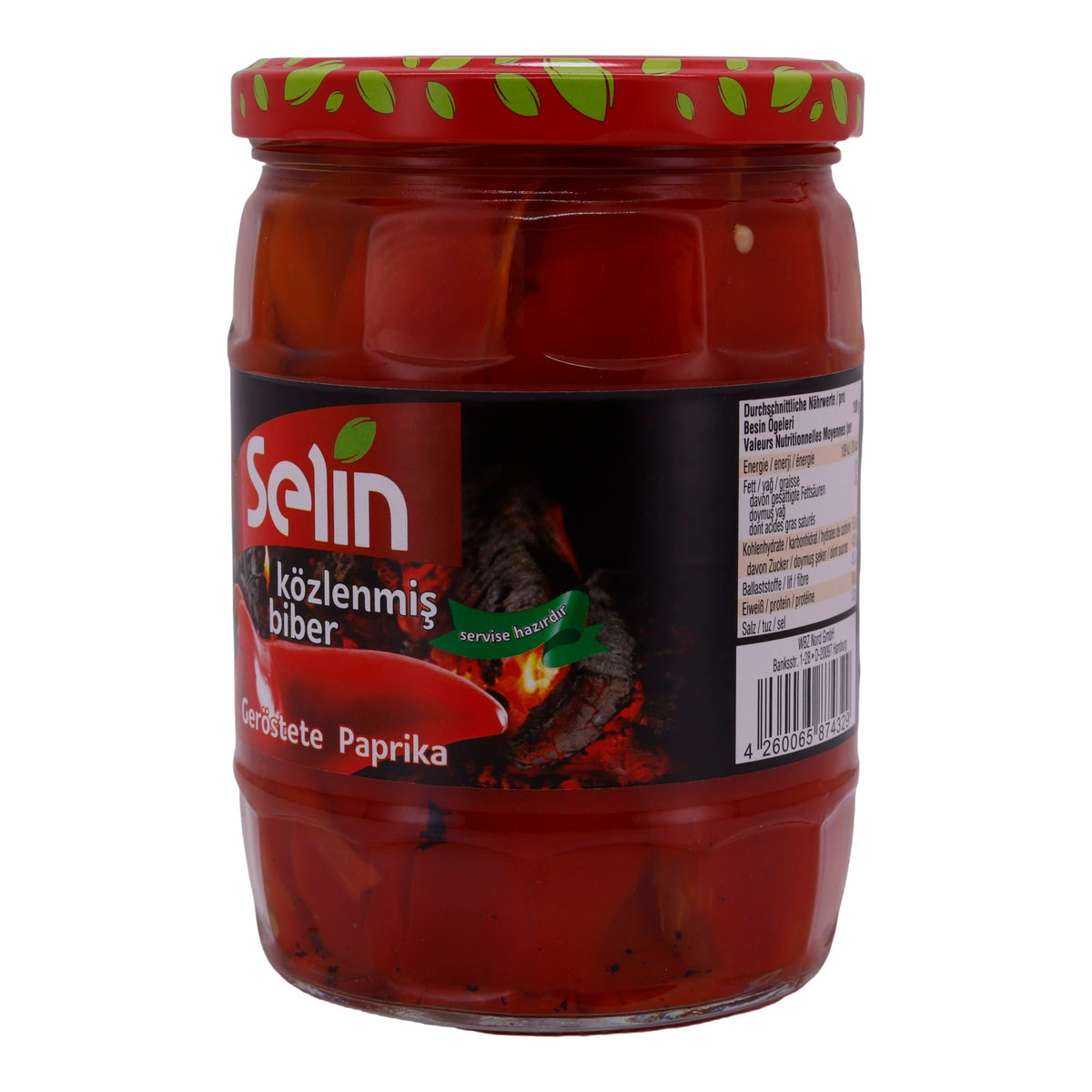 Paprika Selin | Geröstet (Közlenmiş Biber) | Für Salate und Dips | 520g Glas