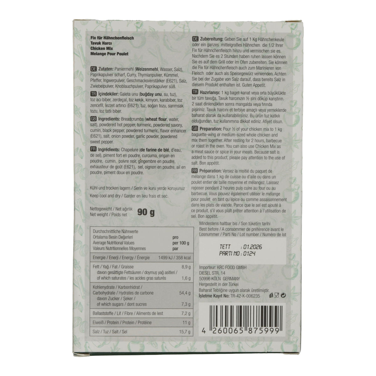 Tavuk Harcı Fix Öz Antep | Gewürz | Für Hähnchenfleisch | 90 g Packung ÖZ ANTEP