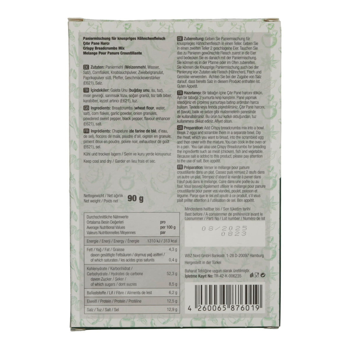 Paniermischung Öz Antep | Çıtır Pane Harcı | Für knuspriges Hähnchenfleisch | 90g Packung ÖZ ANTEP