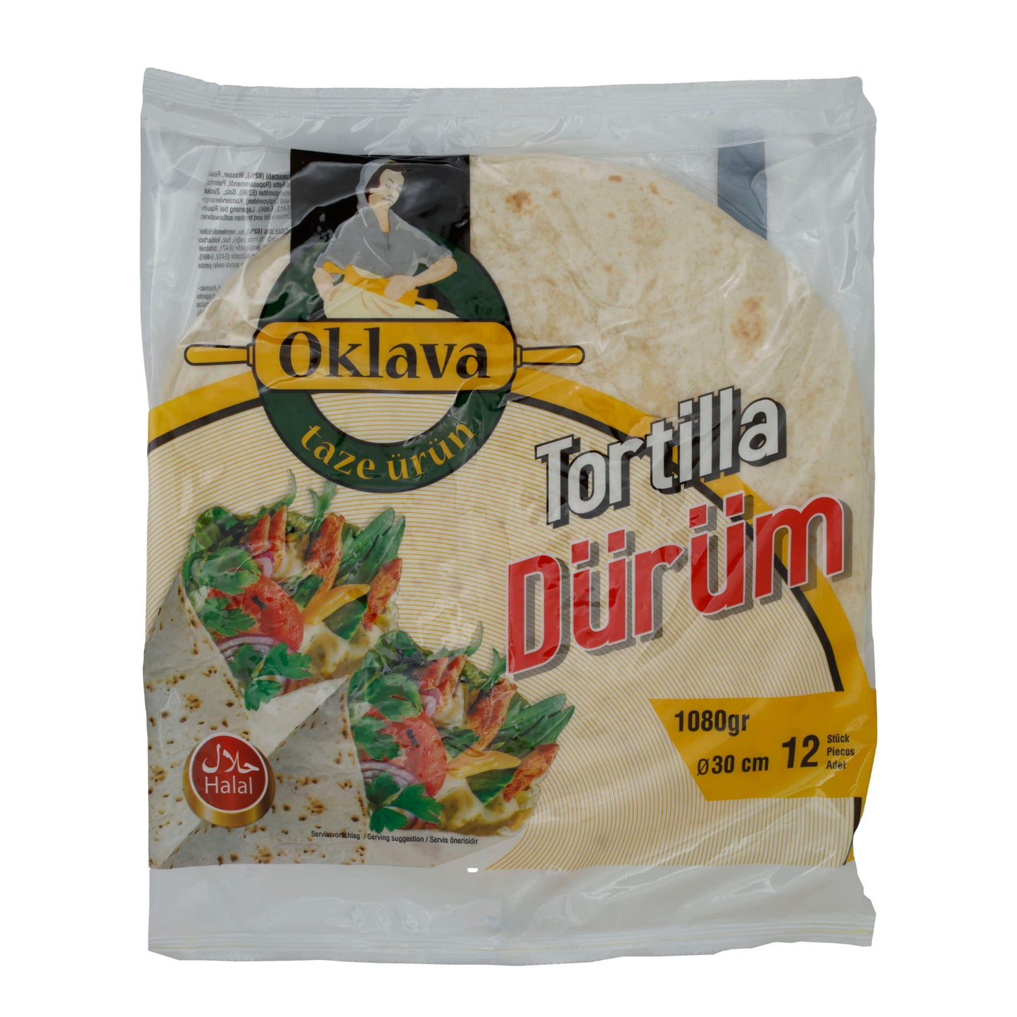 Tortilla Dürüm Oklava | Weiche Fladenbrote | Für Wraps und Dürüm, 30 cm | 12 Stück
