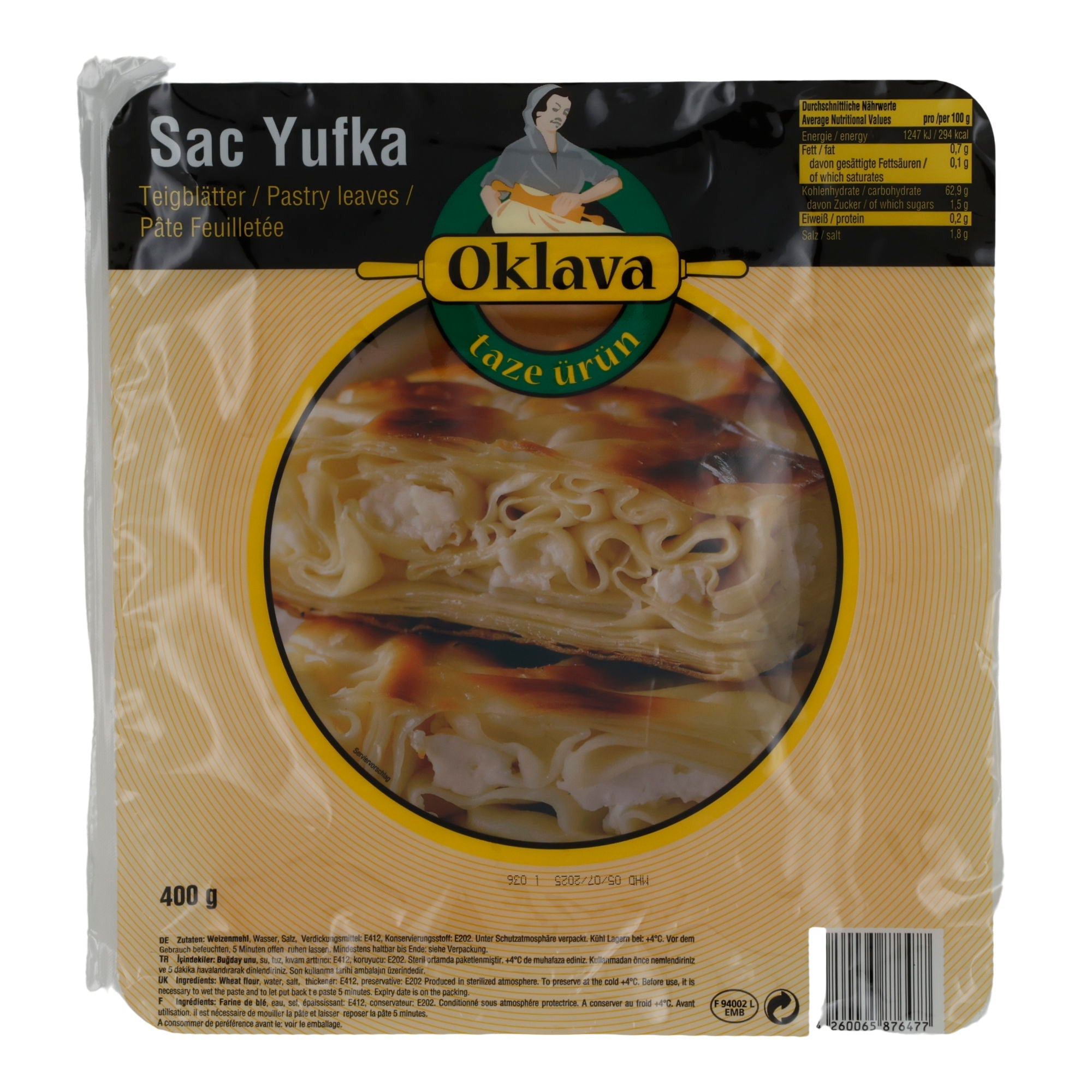 Teigblätter Oklava Sac Yufka | Für Börek und mehr | 400 g OKLAVA