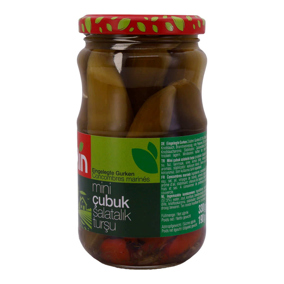 Mini-Gurken Selin | Eingelegt | Knackiger Snack oder Beilage | 330g