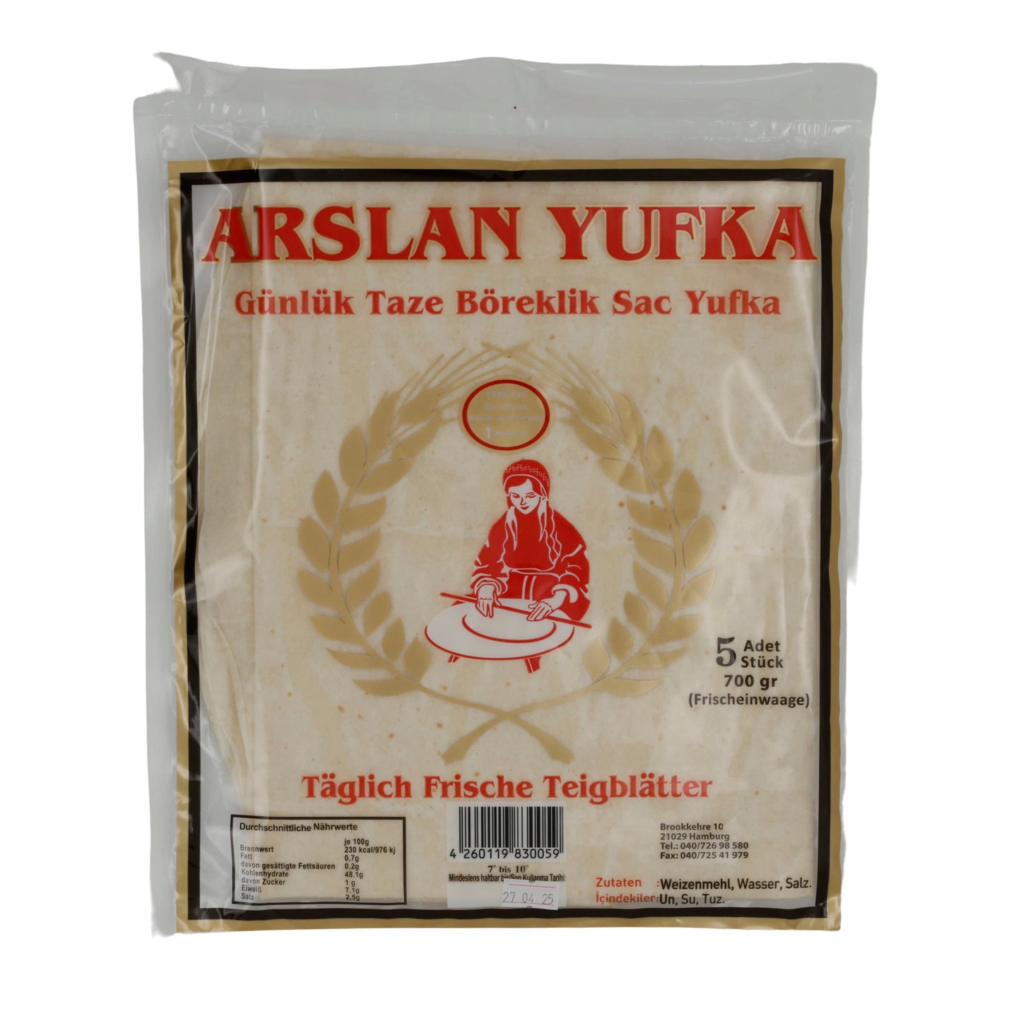 Teigblätter Arslan Yufka | Frisch | Für Börek & Gebäck | 700 g
