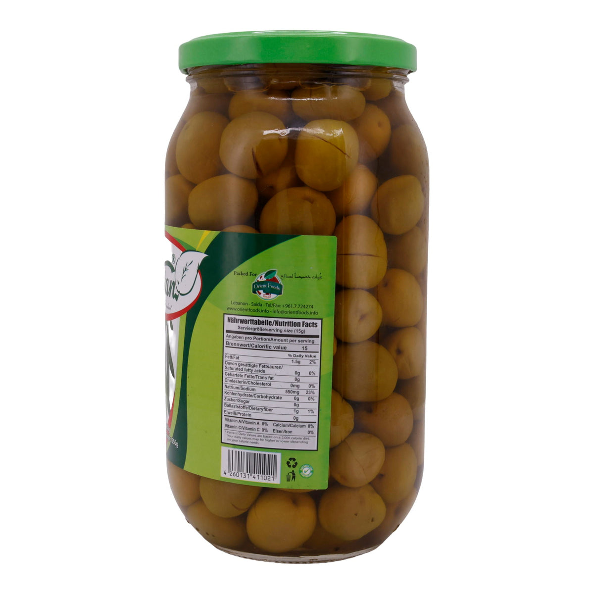 Grüne Oliven Boustan | Im Glas | 950 g – ohne Füllung