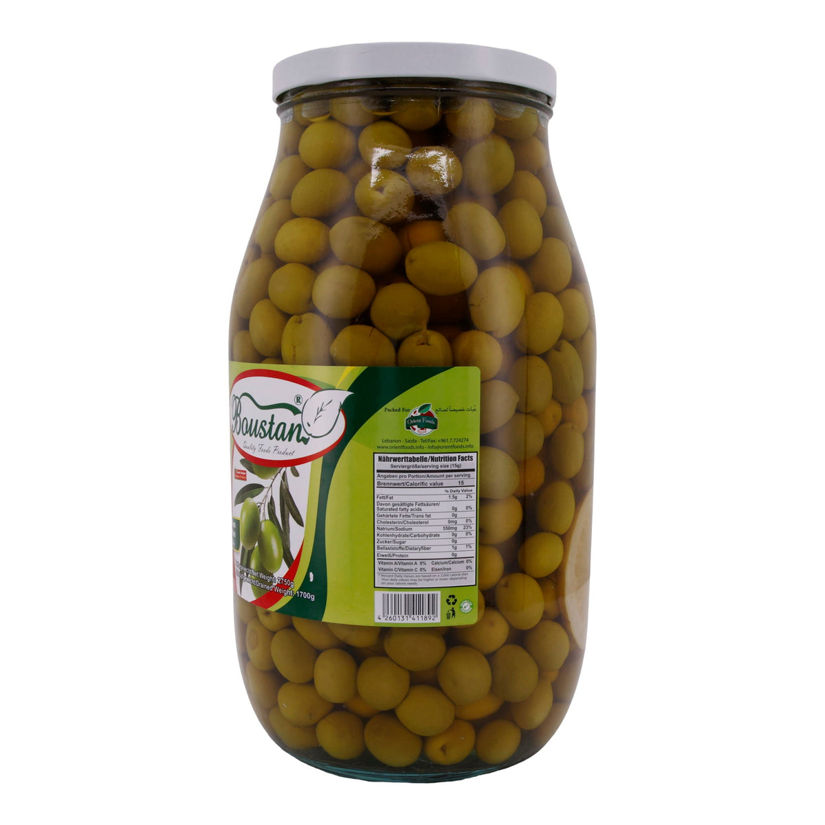 Grüne Oliven Boustan | Oliven | in Salzlake | 2750 g BOUSTAN