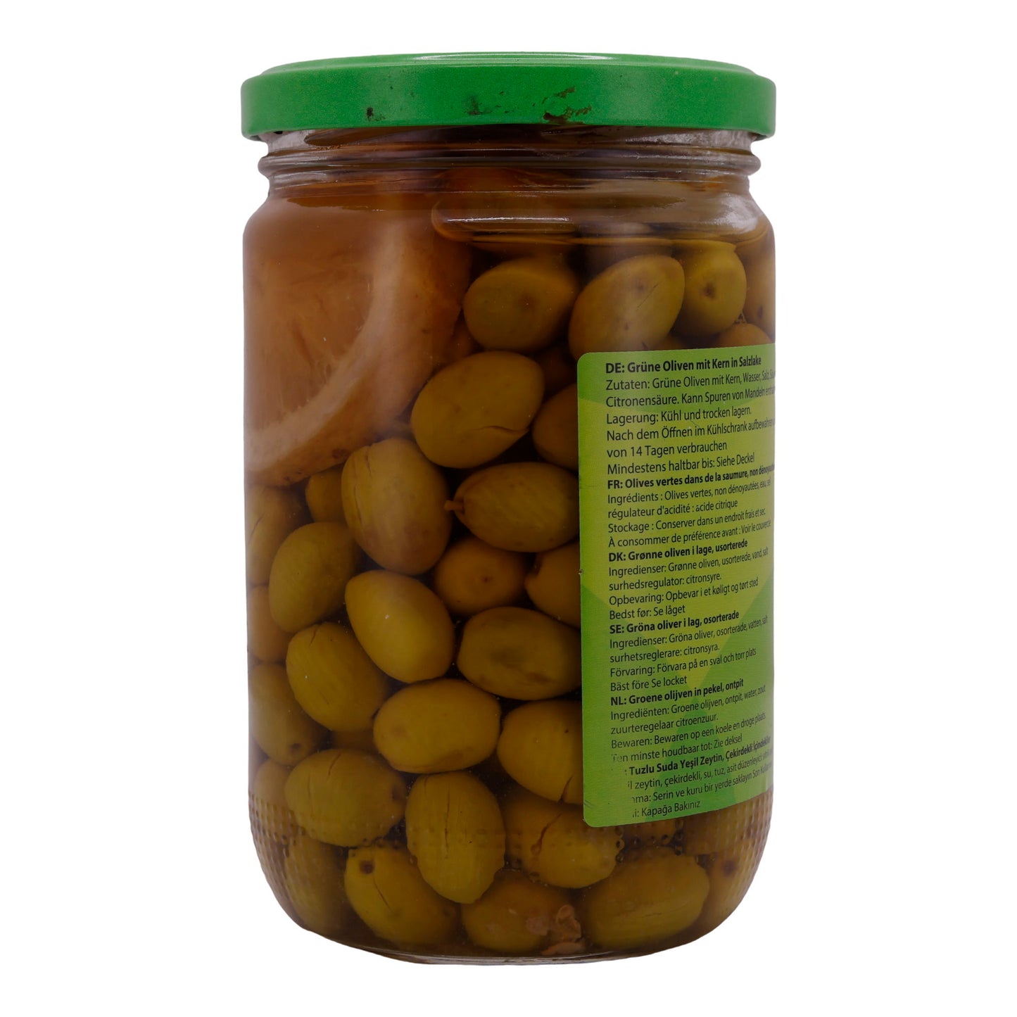 Olive verdi Boustan | Con nocciolo | In salamoia, qualità superiore | 600 g