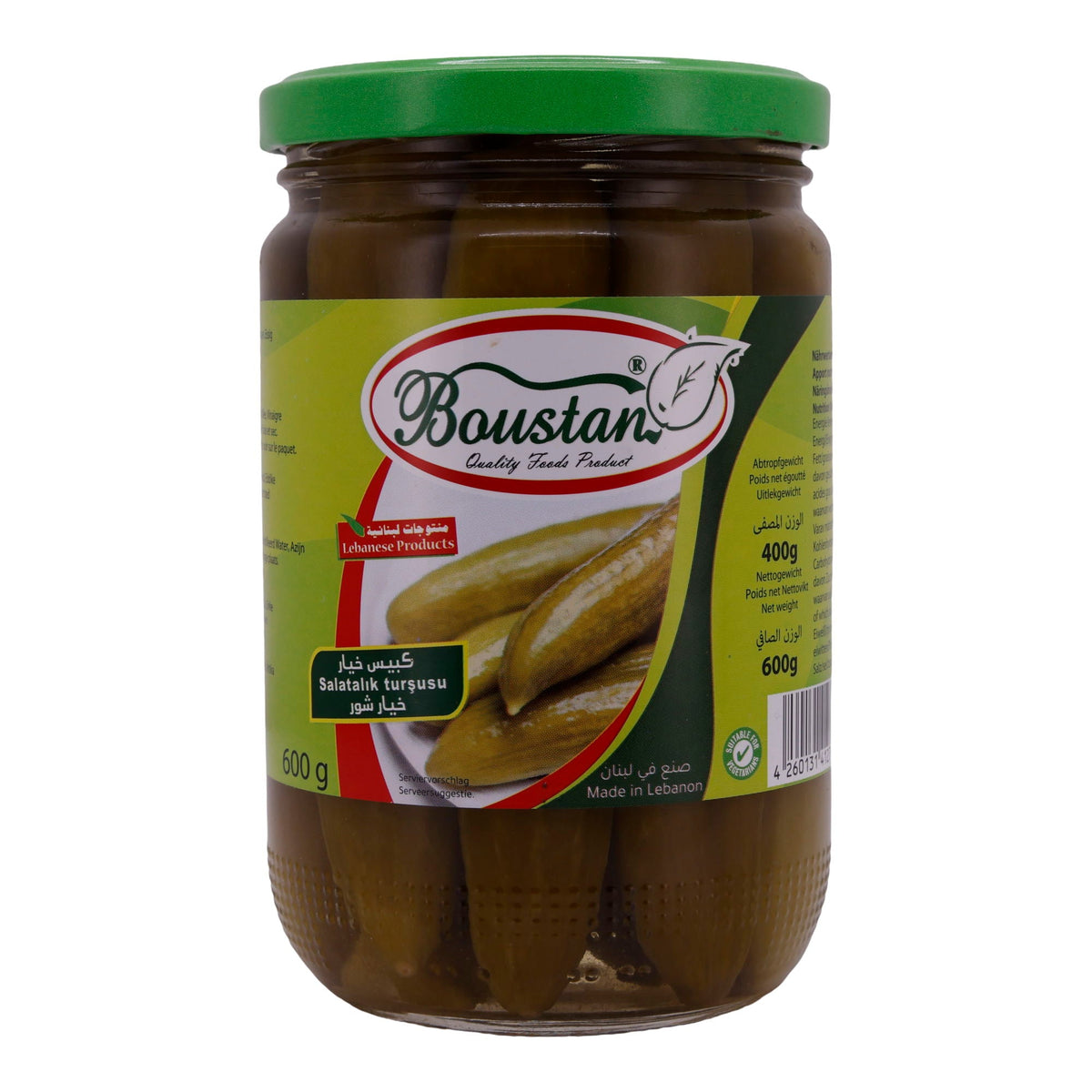 Gewürzgurken Boustan | Gemüse | Knackig und aromatisch aus dem Libanon | 600g