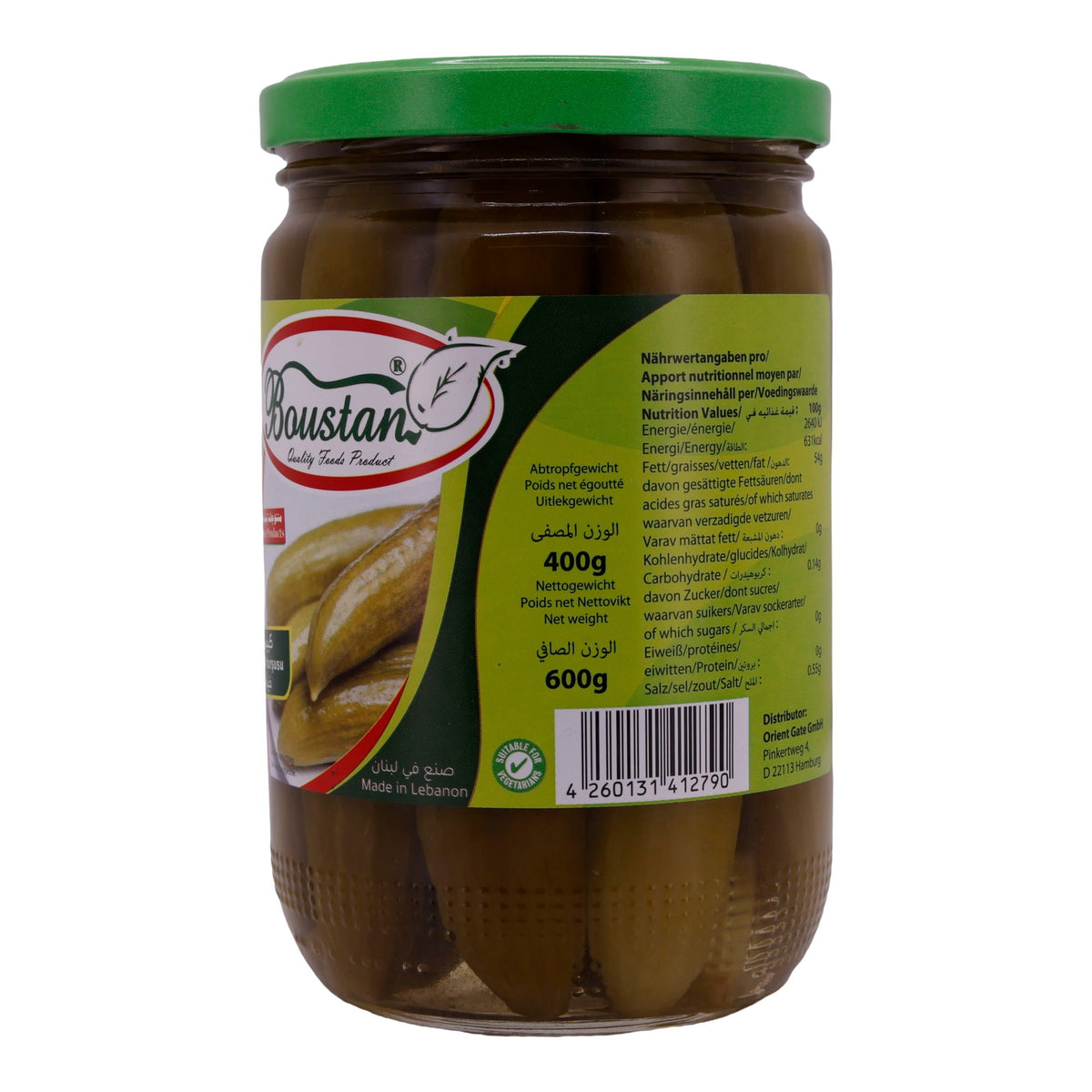 Gewürzgurken Boustan | Gemüse | Knackig und aromatisch aus dem Libanon | 600g