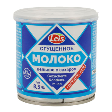Gezuckerte Kondensmilch Leis | 8,5 % Fett | Cremig-süße Kondensmilch aus Vollmilch | 370 g (290 ml) LEIS