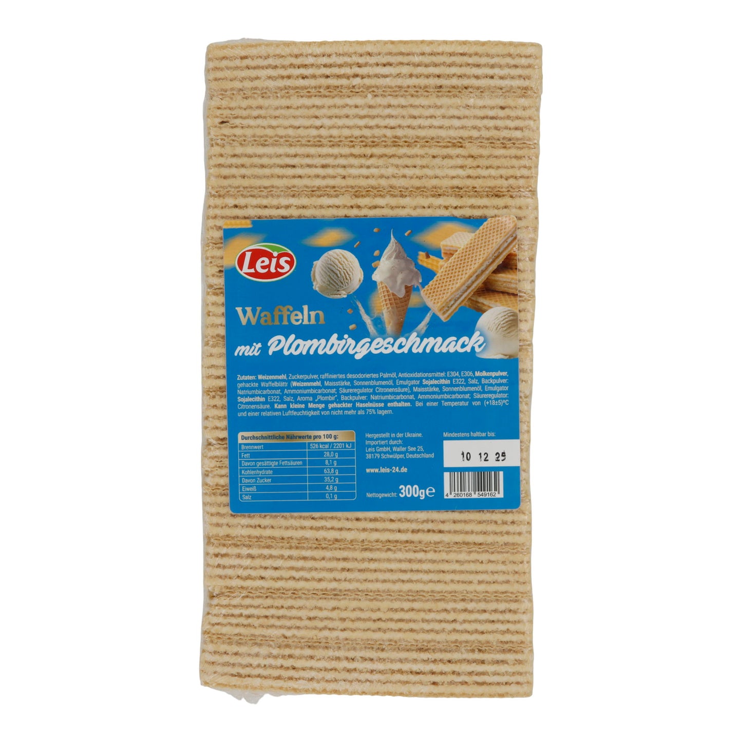 Leis Waffeln | mit Plombirgeschmack | knusprige Waffelschichten mit Cremefüllung | 300 g