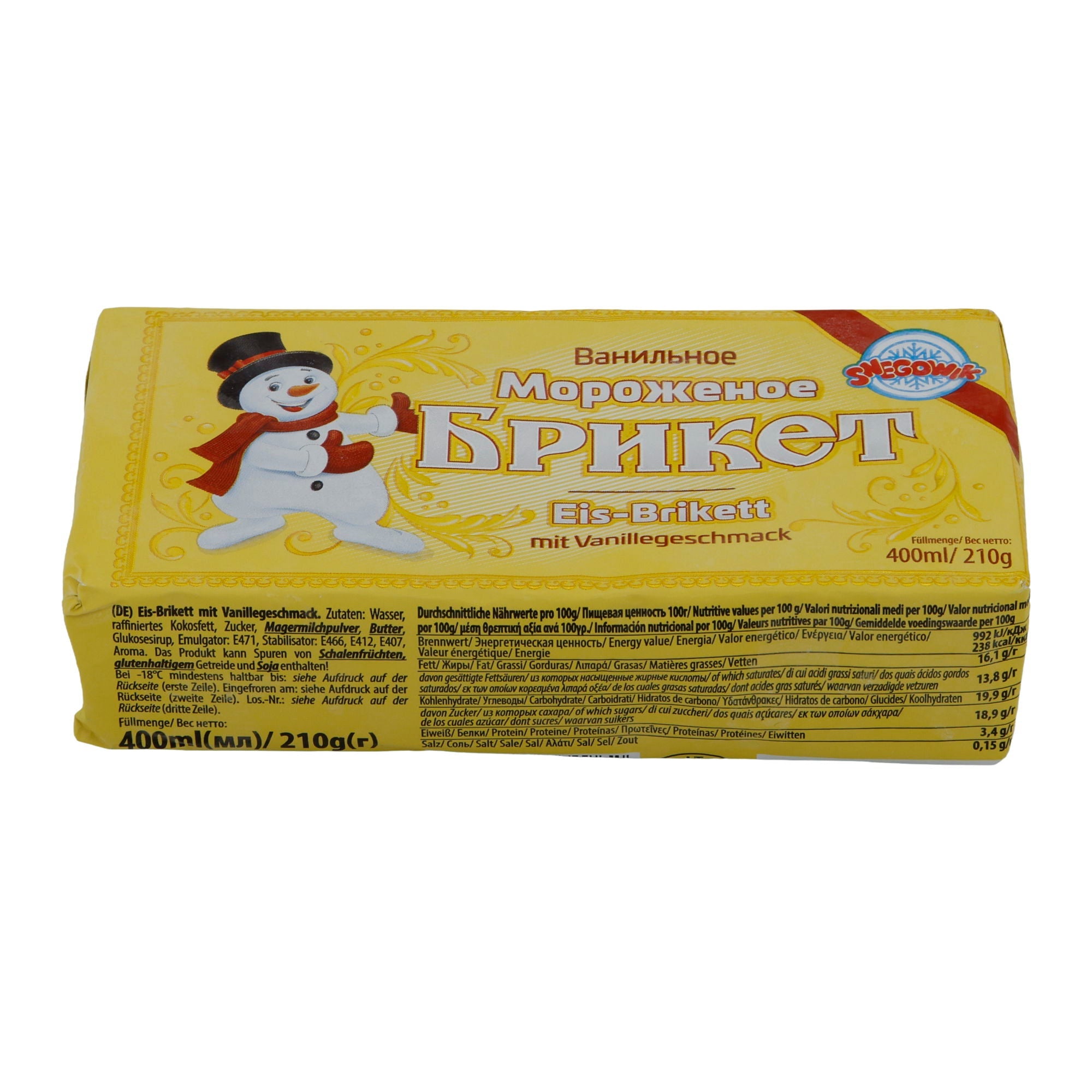 Eis Snezhok | Eis-Brikett Vanille | Klassisch, Osteuropa | 400 ml / 210 g MONOLITH
