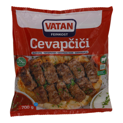 Cevapcici Vatan | Involtini di manzo | Pronti da cuocere, halal, surgelati | 700 g