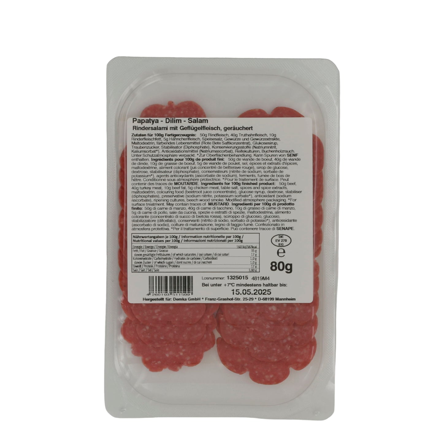 Salami de bœuf Özyörem Papatya tranches | Salami de bœuf | 80 g