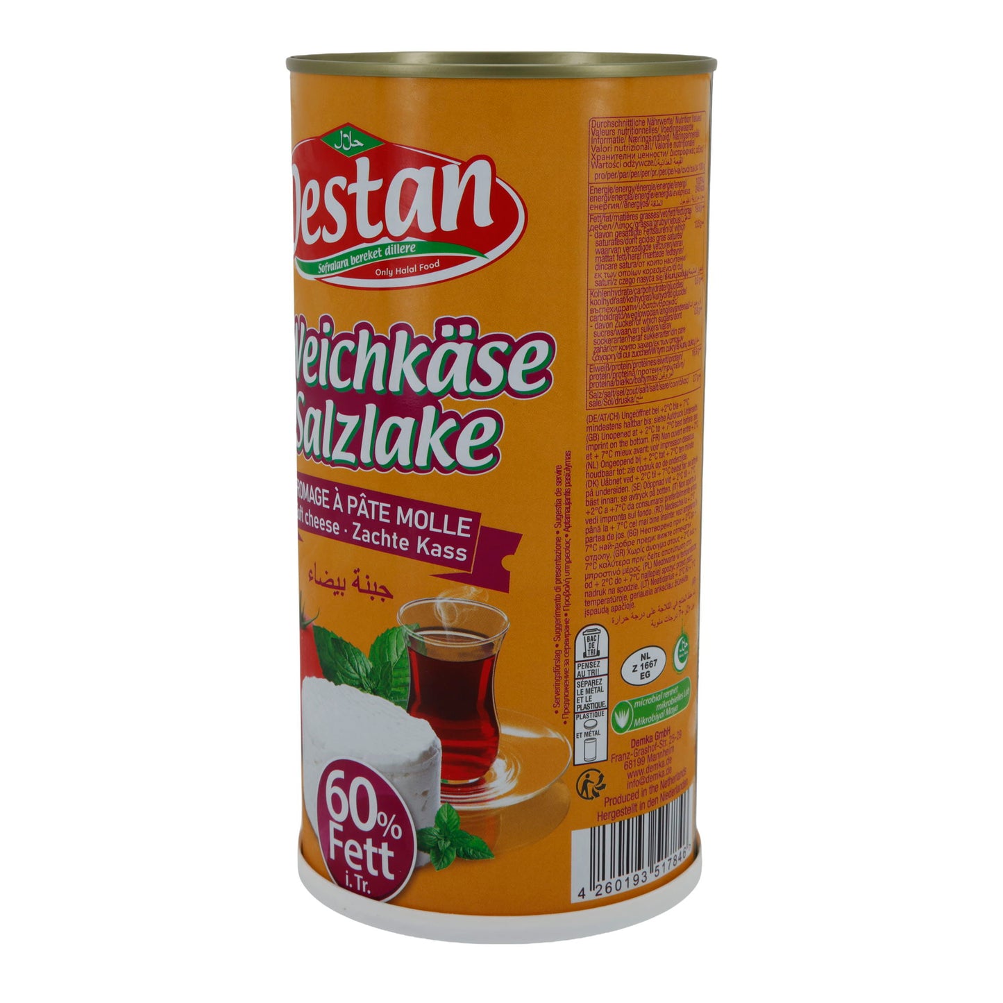 Weichkäse Destan | Weichkäse in Salzlake | Cremig mit 60 % Fett i. Tr. | 1500 g