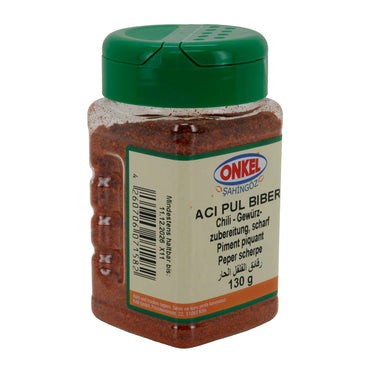 Gewürzzubereitung Onkel Acı Pul Biber | Gewürz | Scharfe Chili-Gewürzzubereitung | 130 g