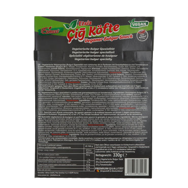 Veganer Bulgur-Snack Ezmeci Etsiz Çiğ Köfte | Veganer Snack | Mit Granatapfelsauce und Tomatensauce | 330 g