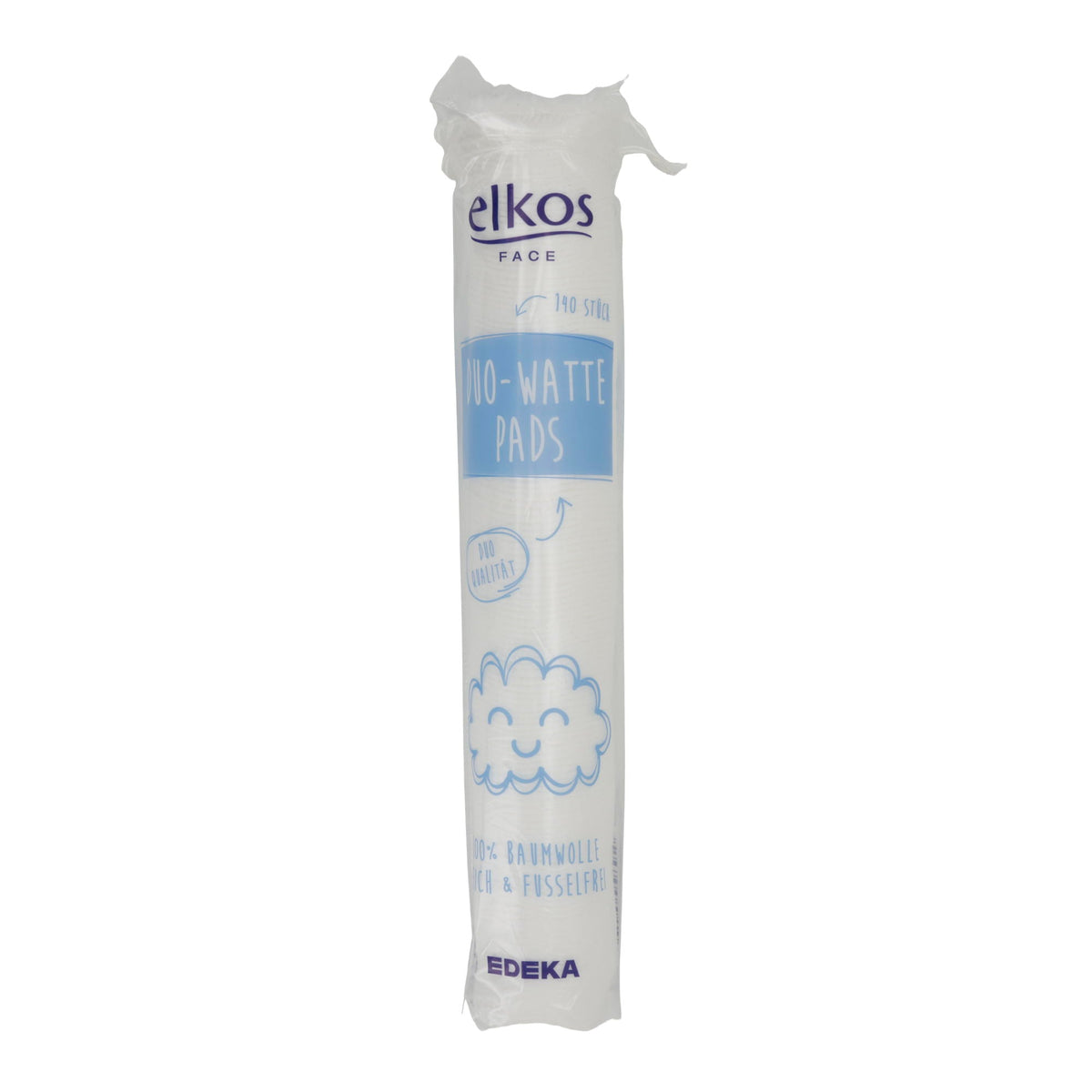 Wattepads elkos FACE Duo | 100 % Baumwolle | Fusselfrei | 140 Stück