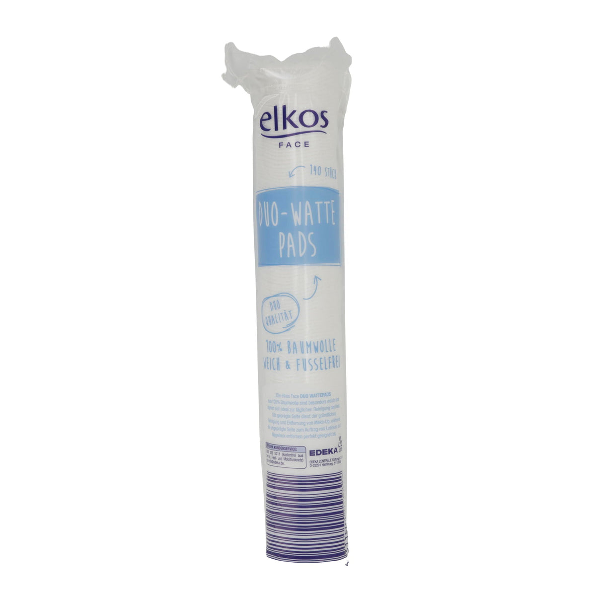Wattepads elkos FACE Duo | 100 % Baumwolle | Fusselfrei | 140 Stück