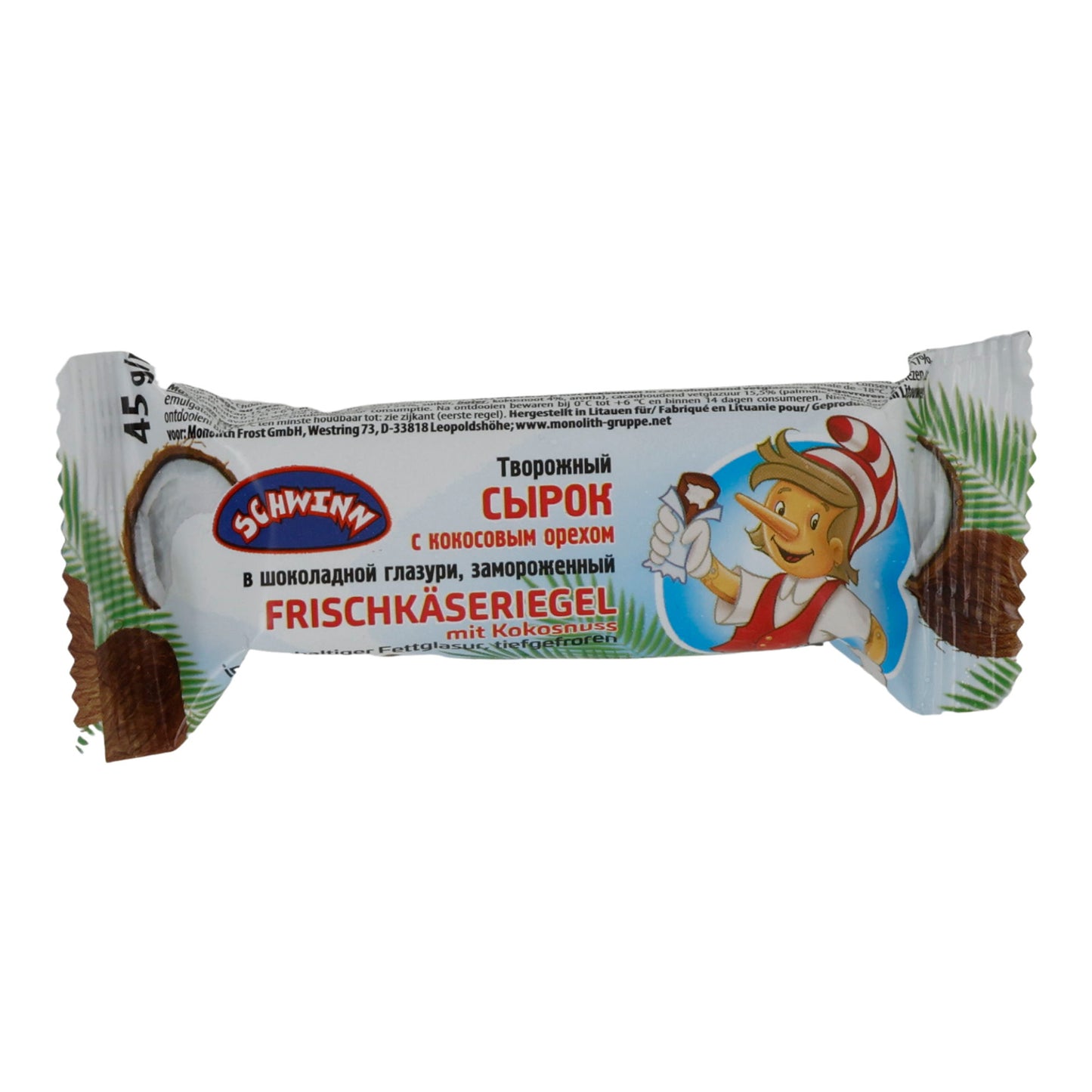 Barretta di formaggio fresco Schwinn | Con cocco | Surgelata | 45 g
