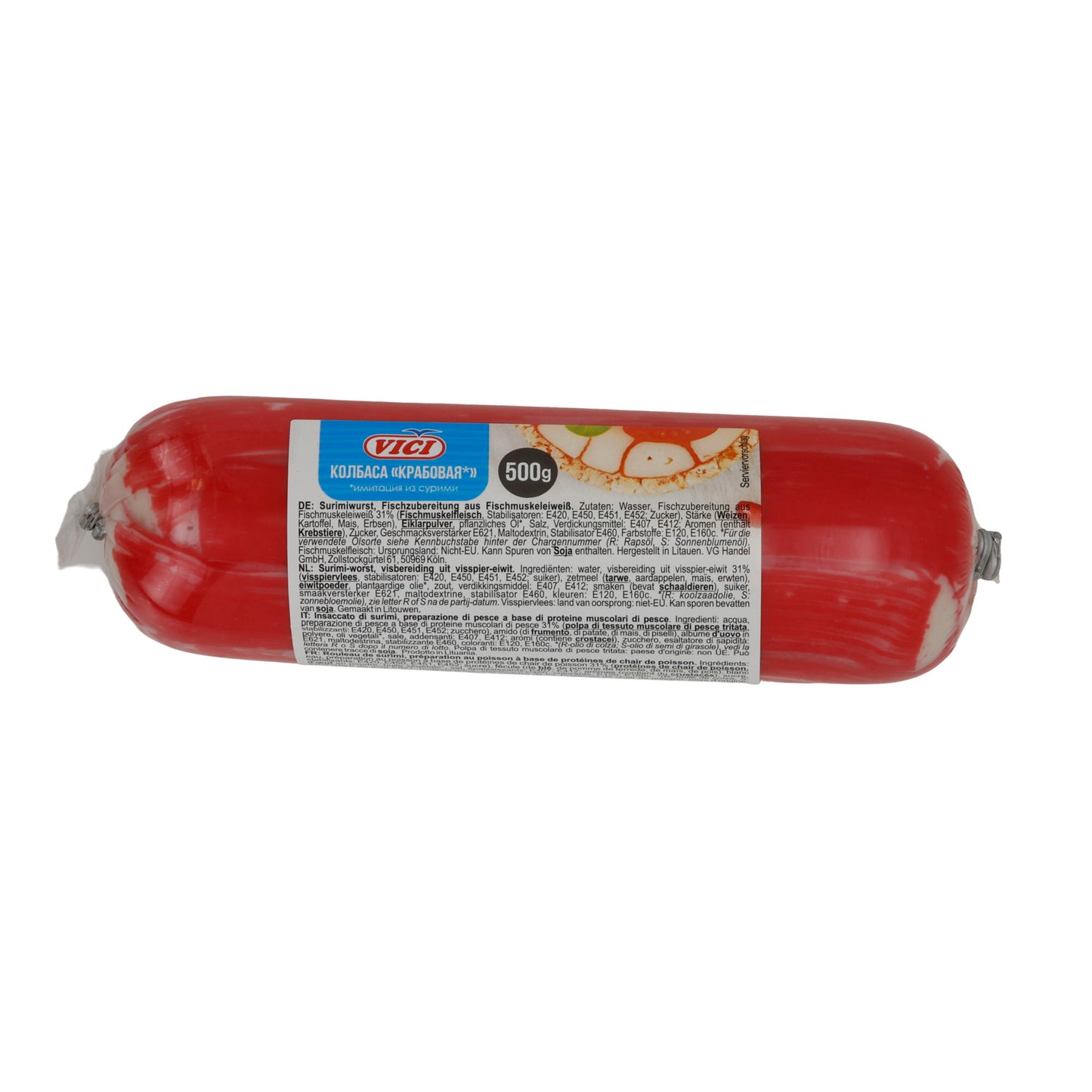 Krabbenwurst VICI Surimi-Krabbenwurst | Preparazione di pesce fine | Gusto versatile | 500 g