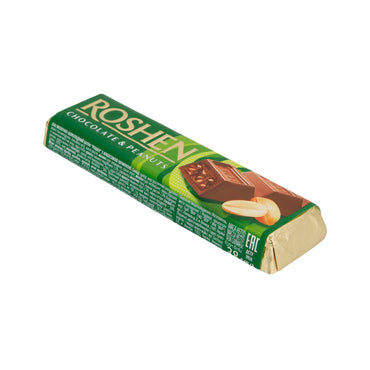Chocoladereep Roshen | Met pinda's | Romige melkchocolade met knapperige vulling | 38 g reep