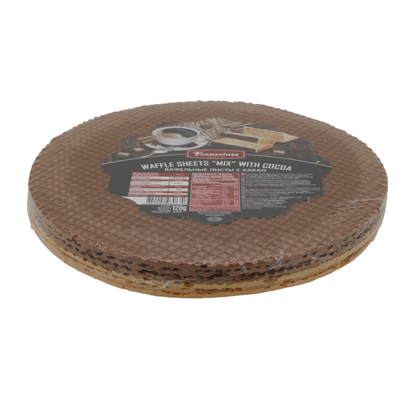 Franzeluta | Waffelblätter „Mix“ mit Kakao | bunt | rund | 120 g