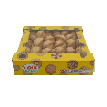 Gebäck Lidia „Oreschki“ | Klassische russische Kekse | Mit gezuckerter Kondensmilchfüllung | 600 g