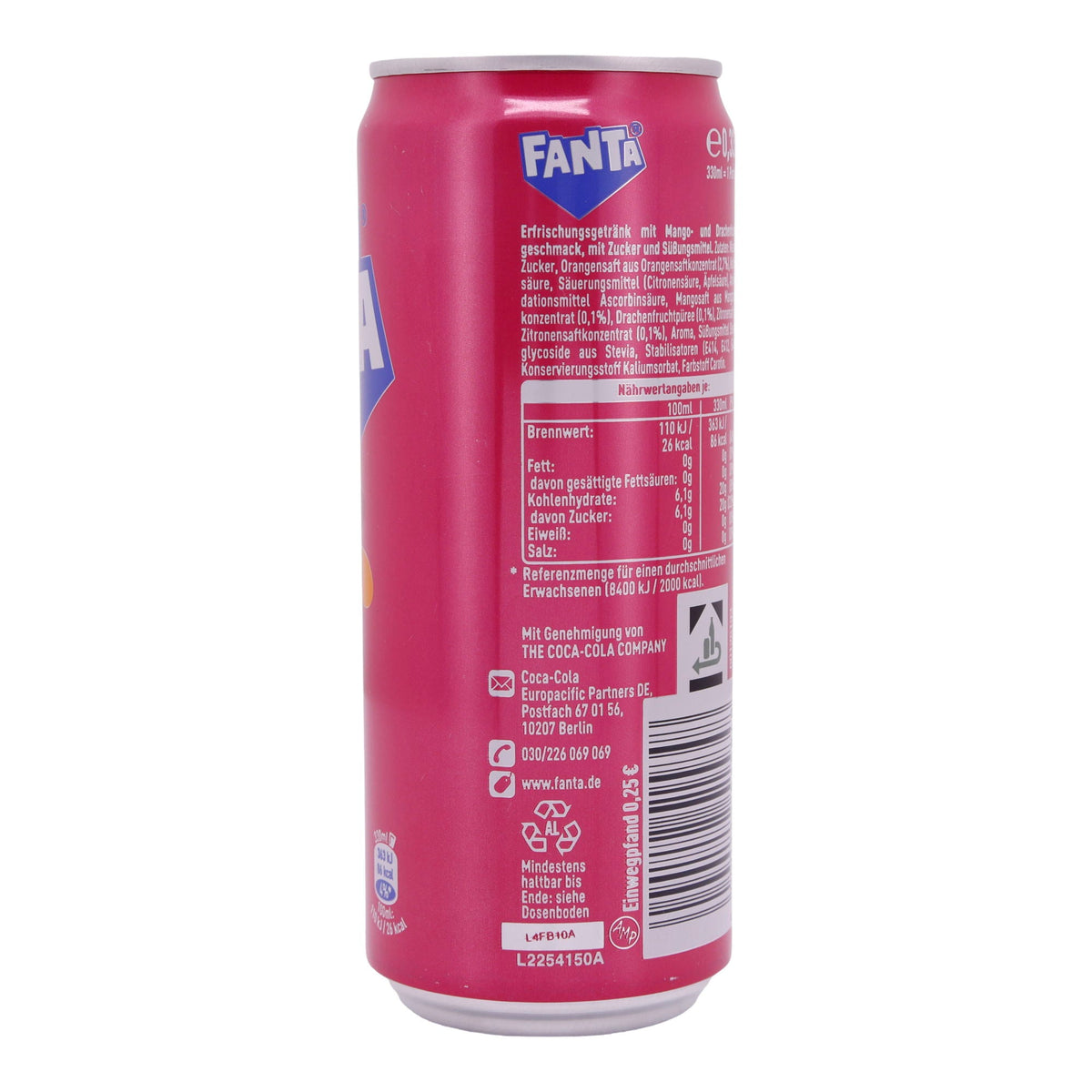 Erfrischungsgetränk Fanta | Mango Dragonfruit | Mit Mango- & Drachenfrucht-Geschmack | 330 ml FANTA