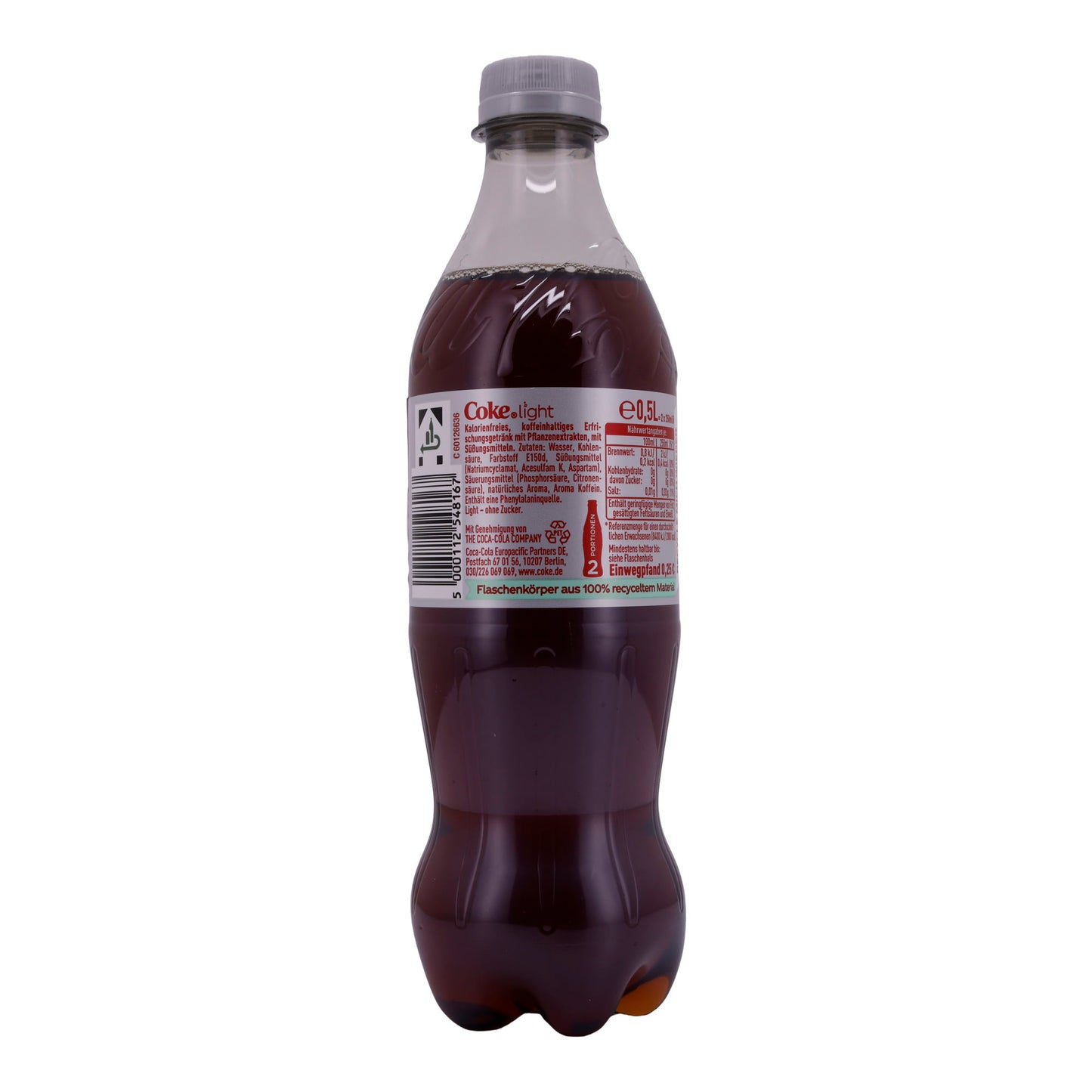Erfrischungsgetränk Coca-Cola | Light | Ohne Zucker, klassischer Geschmack | 0,5 L