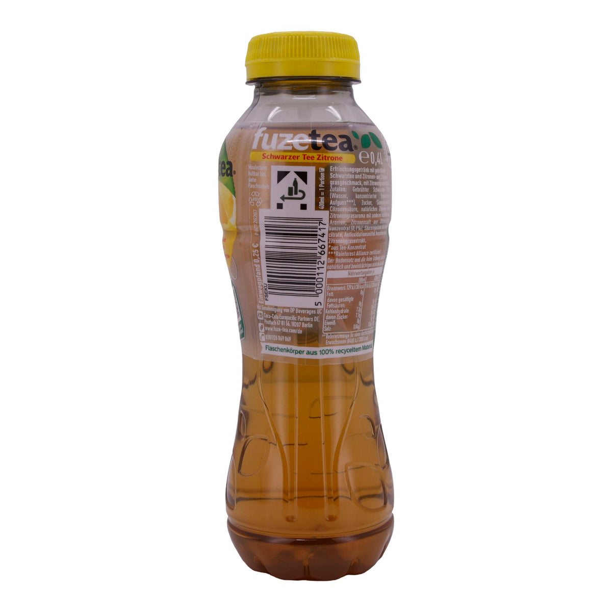 Schwarzer Tee Fuze Tea | Tee | Mit Zitrone und Zitronengrasgeschmack | 0,4 l – Erfrischendes Teegetränk FUZE TEA