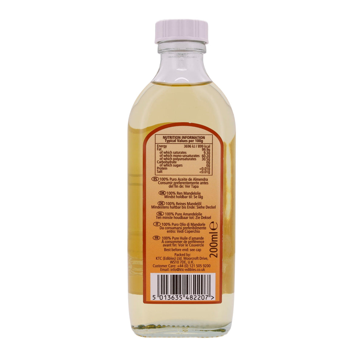 Öl KTC | Pure Almond Oil | Vielseitiges Öl für Küche und Pflege | 200 ml