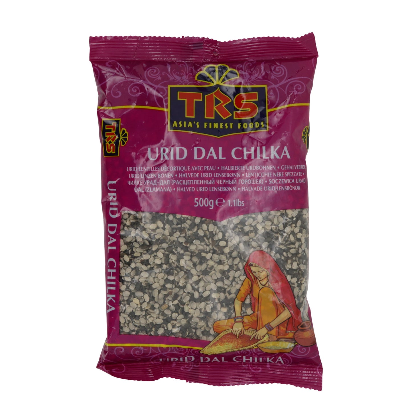 Urid Dal Chilka TRS | Halbe Uridbohnen mit Schale | Für Dal und Suppen | 500 g
