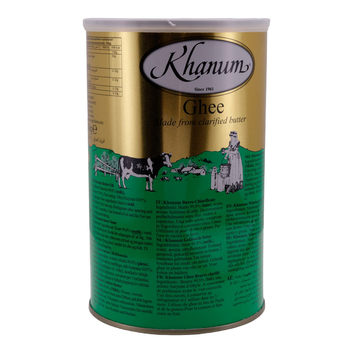 Butterschmalz Khanum | Ghee | Reines Butterschmalz, geklärt | 1 kg KHANUM