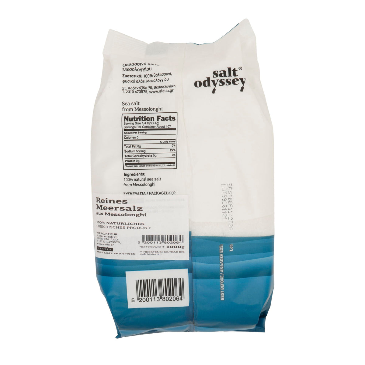 Salt Odyssey – Natur-Meersalz aus Messolonghi – 1 kg (ungejodet, unraffiniert) Kalas