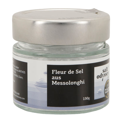 Fleur de Sel | Reines Meersalz aus Messolonghi | unraffiniert & naturbelassen | 150 g im Glas