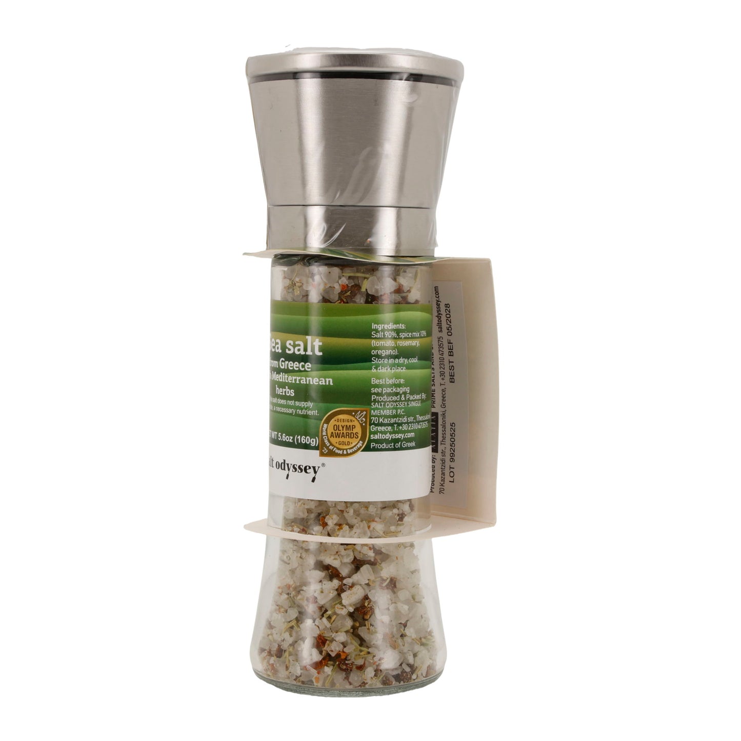 Gewürzmühle Salt Odyssey | Griechisches Meersalz mit mediterranen Kräutern | 160 g Mühle