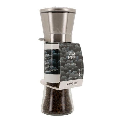Pfeffermühle Salt Odyssey | Schwarzer Pfeffer ganz | Intensiv aromatisch | 80 g Mühle