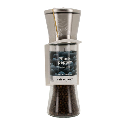 Pfeffermühle Salt Odyssey | Schwarzer Pfeffer ganz | Intensiv aromatisch | 80 g Mühle