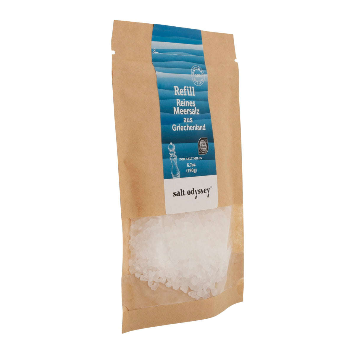 Salz Salt Odyssey | Reines grobes Meersalz Nachfüllpackung | 100 % Natur | 190 g Odyssey